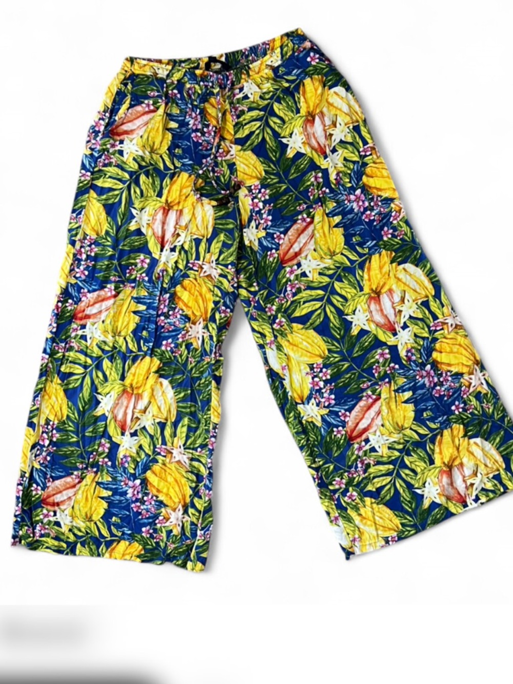 Rachel Roy tropical-print wide-leg palazzo pants Size Medium